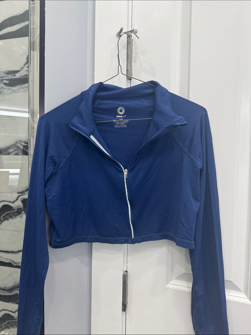 Cropped Navy Zip-Front Jacket by JoyLab